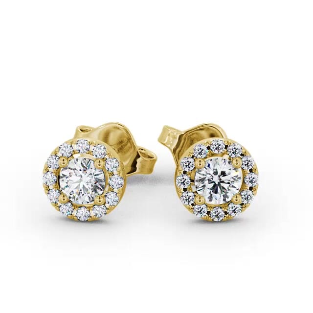 Halo Round Diamond Earrings 18K Yellow Gold - Alanie ERG1_YG_EAR