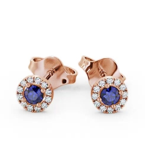 Halo Blue Sapphire and Diamond 0.40ct Earrings 9K Rose Gold ERG1GEM_RG_BS_THUMB1