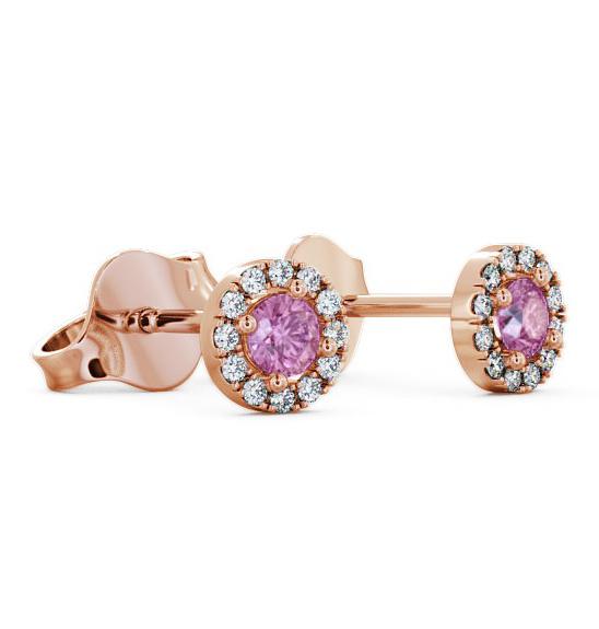 Halo Pink Sapphire and Diamond 0.40ct Earrings 18K Rose Gold ERG1GEM_RG_PS_THUMB1 
