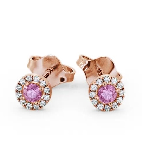 Halo Pink Sapphire and Diamond 0.40ct Earrings 9K Rose Gold ERG1GEM_RG_PS_THUMB1
