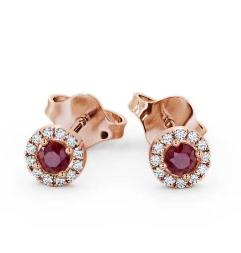 Halo Ruby and Diamond 0.40ct Earrings 18K Rose Gold ERG1GEM_RG_RU_THUMB1