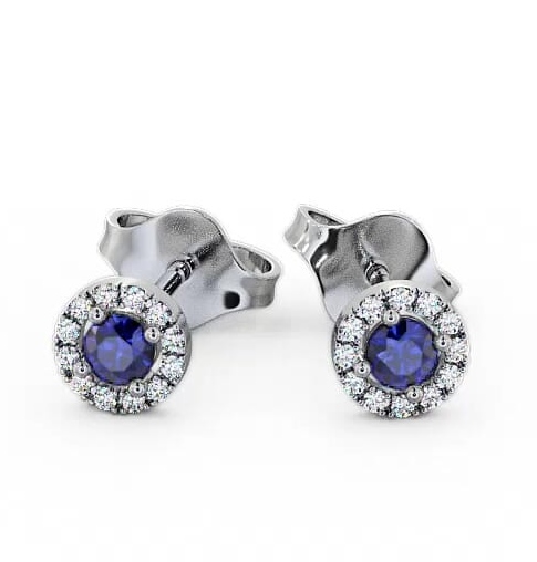 Halo Blue Sapphire and Diamond 0.40ct Earrings 18K White Gold ERG1GEM_WG_BS_THUMB2 