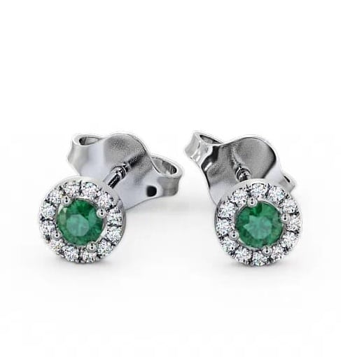 Halo Emerald and Diamond 0.34ct Earrings 9K White Gold ERG1GEM_WG_EM_THUMB1