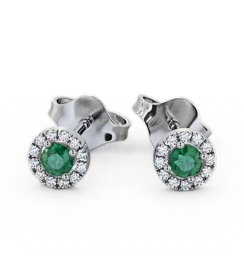 Halo Emerald and Diamond 0.34ct Earrings 18K White Gold ERG1GEM_WG_EM_THUMB2 