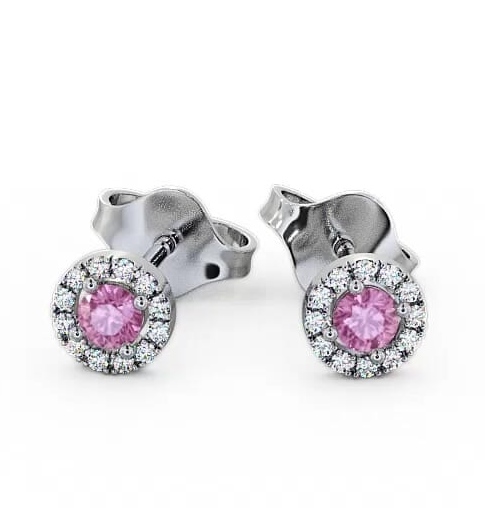 Halo Pink Sapphire and Diamond 0.40ct Earrings 9K White Gold ERG1GEM_WG_PS_THUMB1