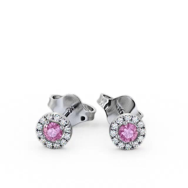 Halo Pink Sapphire and Diamond 0.40ct Earrings 18K White Gold - Addisen ERG1GEM_WG_PS_EAR