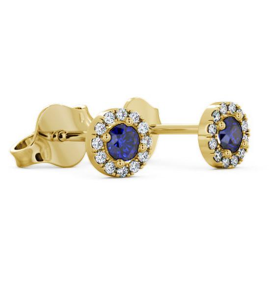 Halo Blue Sapphire and Diamond 0.40ct Earrings 9K Yellow Gold ERG1GEM_YG_BS_THUMB1 