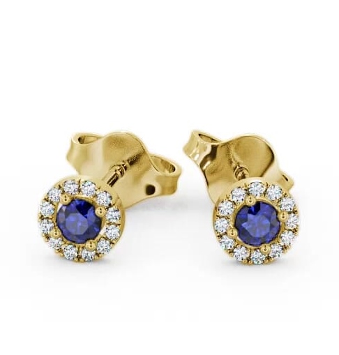 Halo Blue Sapphire and Diamond 0.40ct Earrings 18K Yellow Gold ERG1GEM_YG_BS_THUMB1