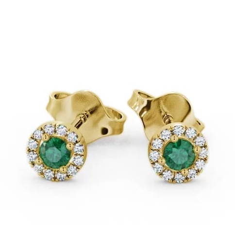 Halo Emerald and Diamond 0.34ct Earrings 18K Yellow Gold ERG1GEM_YG_EM_THUMB1