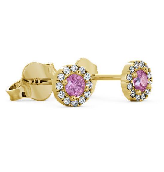 Halo Pink Sapphire and Diamond 0.40ct Earrings 9K Yellow Gold ERG1GEM_YG_PS_THUMB1 