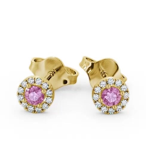 Halo Pink Sapphire and Diamond 0.40ct Earrings 9K Yellow Gold ERG1GEM_YG_PS_THUMB1