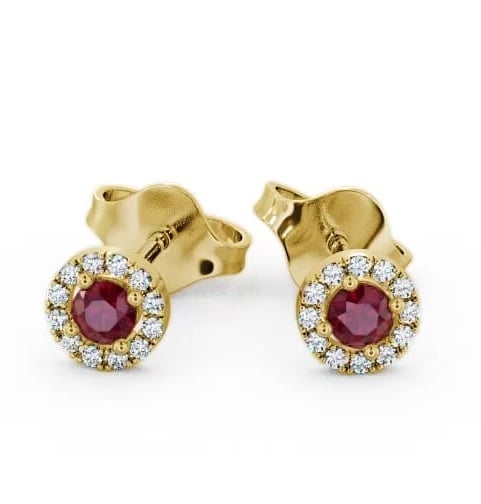 Halo Ruby and Diamond 0.40ct Earrings 9K Yellow Gold ERG1GEM_YG_RU_THUMB1
