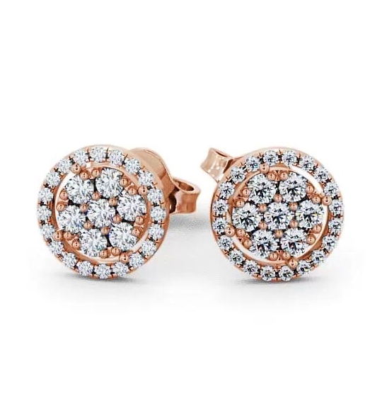 Cluster Round Diamond with Halo Earrings 9K Rose Gold ERG20_RG_THUMB1