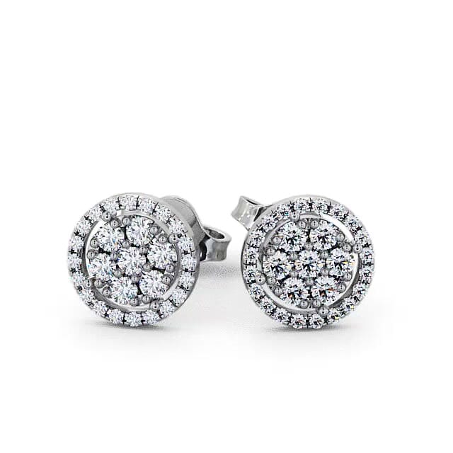 Cluster Round Diamond Earrings 18K White Gold - Yana ERG20_WG_EAR