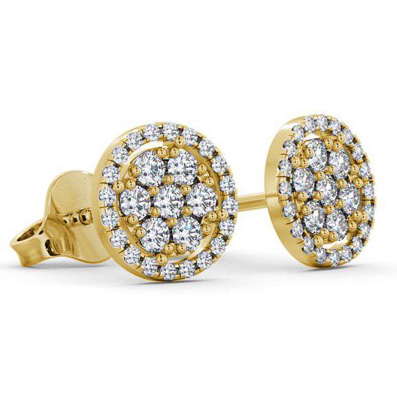 Cluster Round Diamond with Halo Earrings 18K Yellow Gold ERG20_YG_THUMB1 
