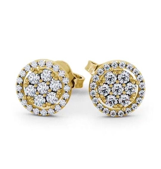Cluster Round Diamond with Halo Earrings 18K Yellow Gold ERG20_YG_THUMB1
