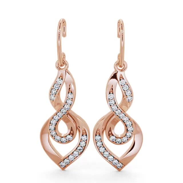 Drop Round Diamond 0.22ct Earrings 18K Rose Gold - Dania ERG22_RG_EAR