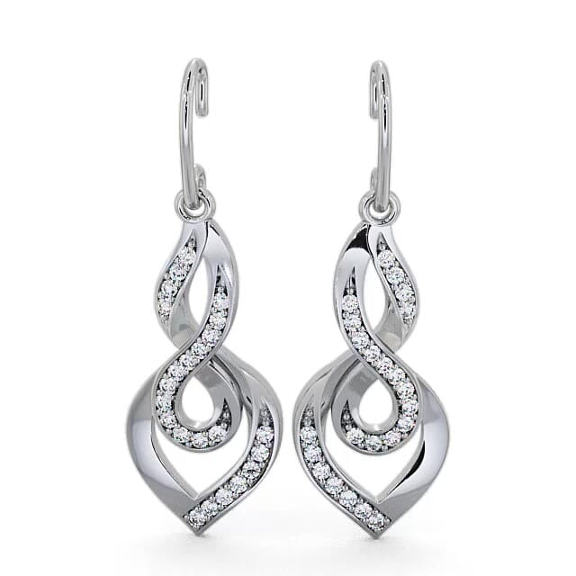 Drop Round Diamond 0.22ct Earrings 18K White Gold - Dania ERG22_WG_EAR