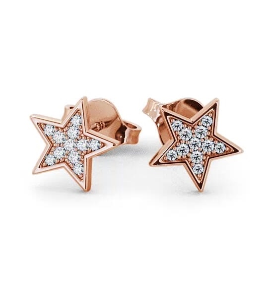 Star Shape Round Diamond Cluster Style Earrings 9K Rose Gold ERG23_RG_THUMB2 