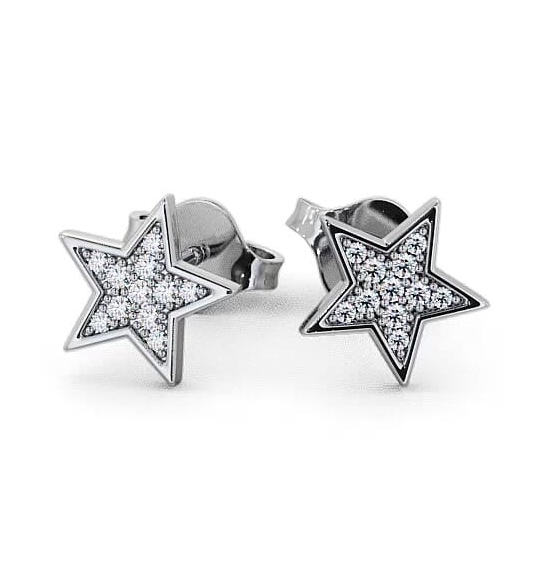 Star Shape Round Diamond Cluster Style Earrings 9K White Gold ERG23_WG_THUMB1