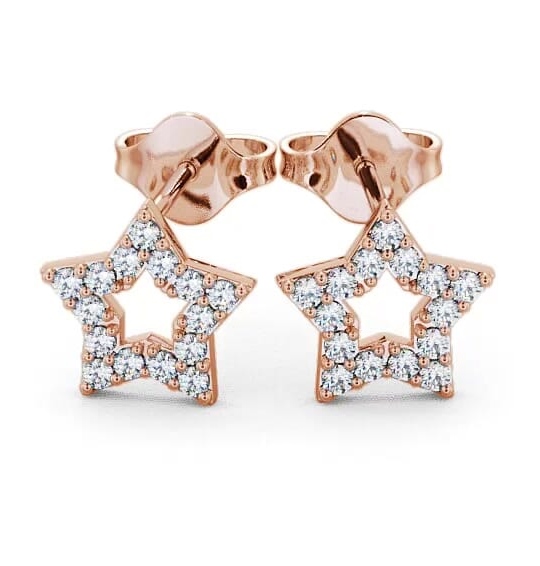 Star Shape Round Diamond Cluster Style Earrings 9K Rose Gold ERG24_RG_THUMB1