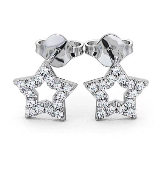 Star Shape Round Diamond Cluster Style Earrings 9K White Gold ERG24_WG_THUMB1