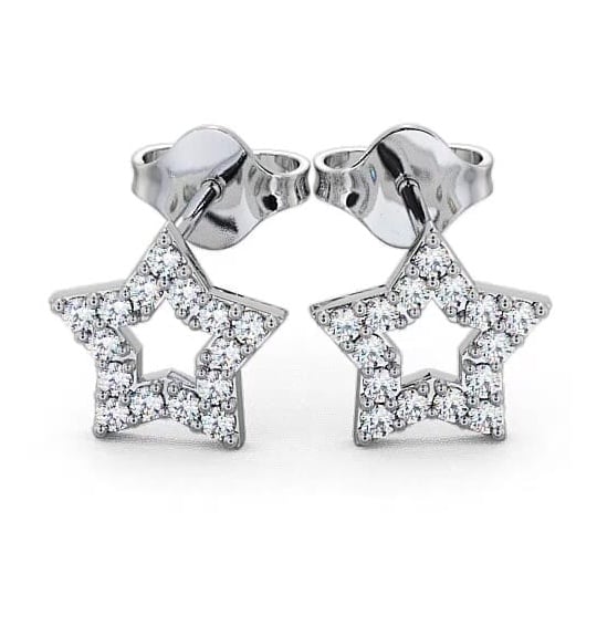 Star Shape Round Diamond Cluster Style Earrings 18K White Gold ERG24_WG_THUMB2 