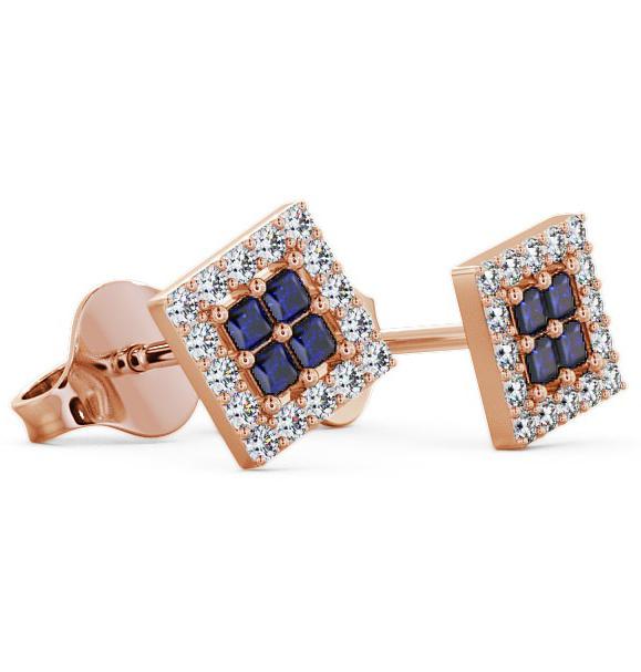 Cluster Blue Sapphire and Diamond 0.26ct Earrings 9K Rose Gold ERG26GEM_RG_BS_THUMB1 