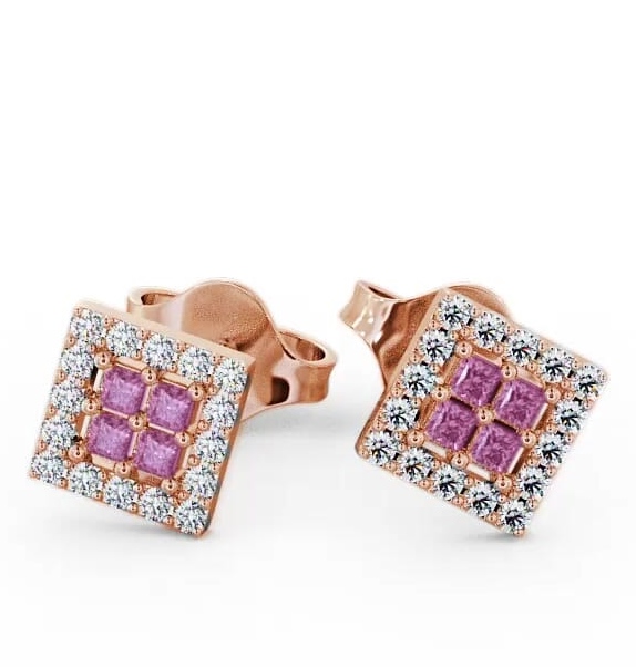 Cluster Pink Sapphire and Diamond 0.26ct Earrings 9K Rose Gold ERG26GEM_RG_PS_THUMB1