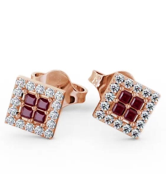 Cluster Ruby and Diamond 0.26ct Earrings 18K Rose Gold ERG26GEM_RG_RU_THUMB2 