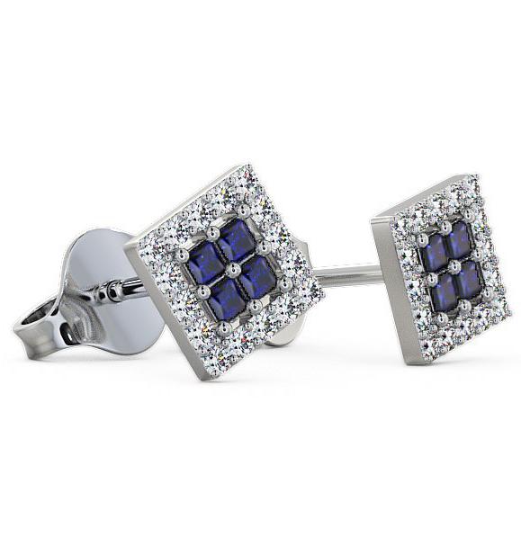Cluster Blue Sapphire and Diamond 0.26ct Earrings 9K White Gold ERG26GEM_WG_BS_THUMB1 