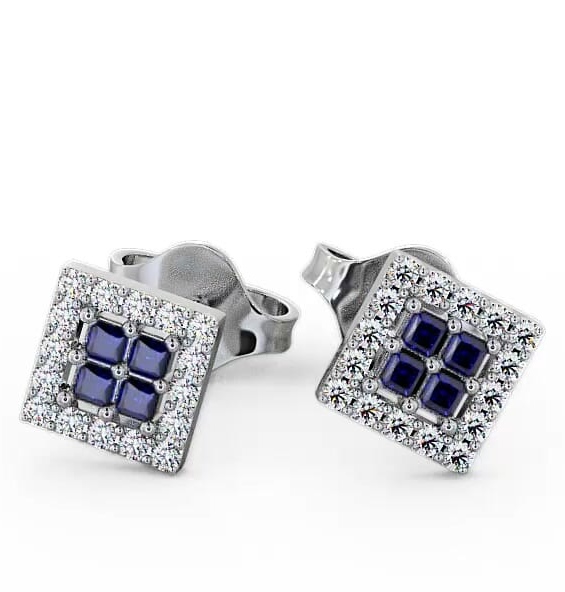Cluster Blue Sapphire and Diamond 0.26ct Earrings 18K White Gold ERG26GEM_WG_BS_THUMB1
