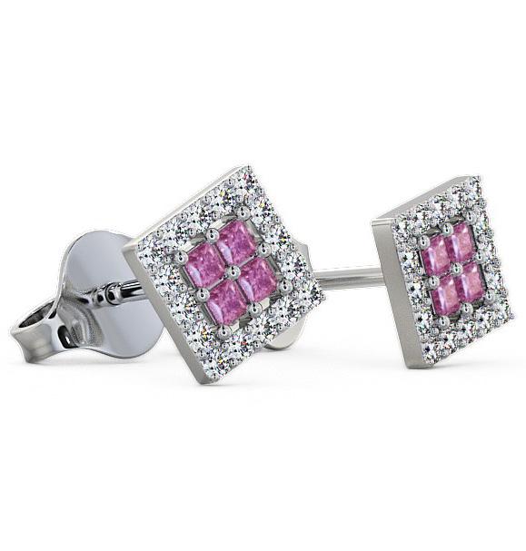 Cluster Pink Sapphire and Diamond 0.26ct Earrings 18K White Gold ERG26GEM_WG_PS_THUMB1 