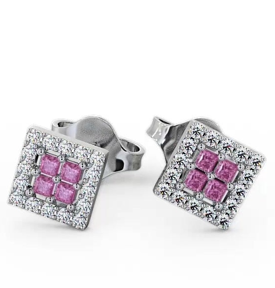 Cluster Pink Sapphire and Diamond 0.26ct Earrings 18K White Gold ERG26GEM_WG_PS_THUMB1