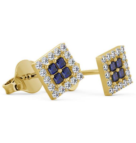 Cluster Blue Sapphire and Diamond 0.26ct Earrings 9K Yellow Gold ERG26GEM_YG_BS_THUMB1 