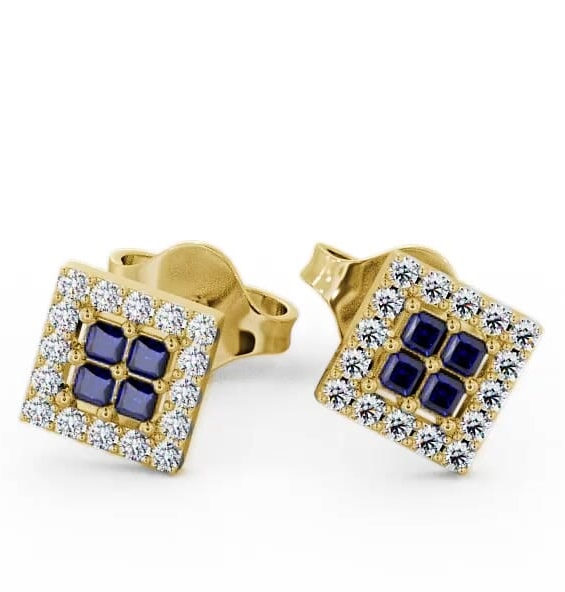Cluster Blue Sapphire and Diamond 0.26ct Earrings 9K Yellow Gold ERG26GEM_YG_BS_THUMB1