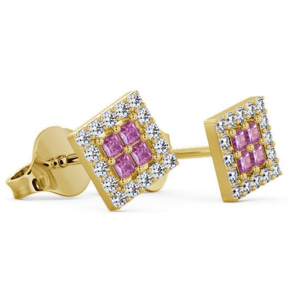 Cluster Pink Sapphire and Diamond 0.26ct Earrings 9K Yellow Gold ERG26GEM_YG_PS_THUMB1 