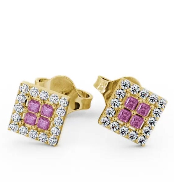 Cluster Pink Sapphire and Diamond 0.26ct Earrings 18K Yellow Gold ERG26GEM_YG_PS_THUMB1