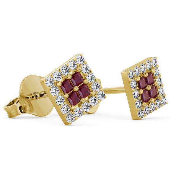 Cluster Ruby and Diamond 0.26ct Earrings 18K Yellow Gold ERG26GEM_YG_RU_THUMB1 