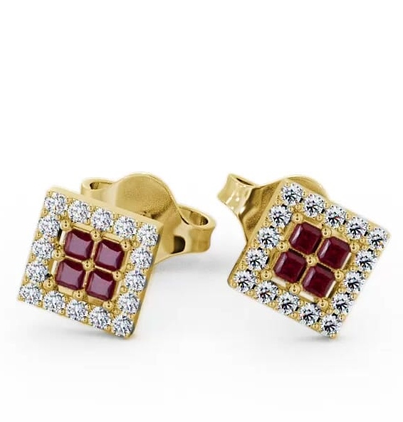 Cluster Ruby and Diamond 0.26ct Earrings 18K Yellow Gold ERG26GEM_YG_RU_THUMB2 