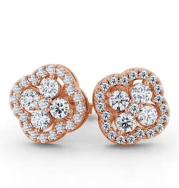 Cluster Round Diamond Clover Design Earrings 18K Rose Gold ERG27_RG_THUMB2 