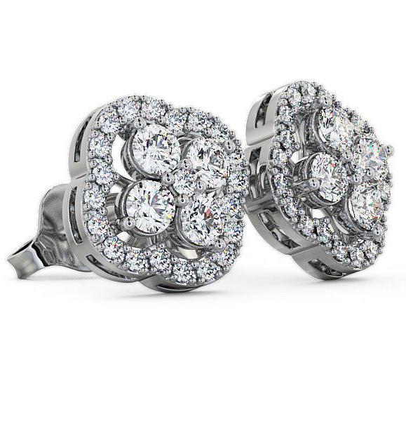 Cluster Round Diamond Clover Design Earrings 18K White Gold ERG27_WG_THUMB1 