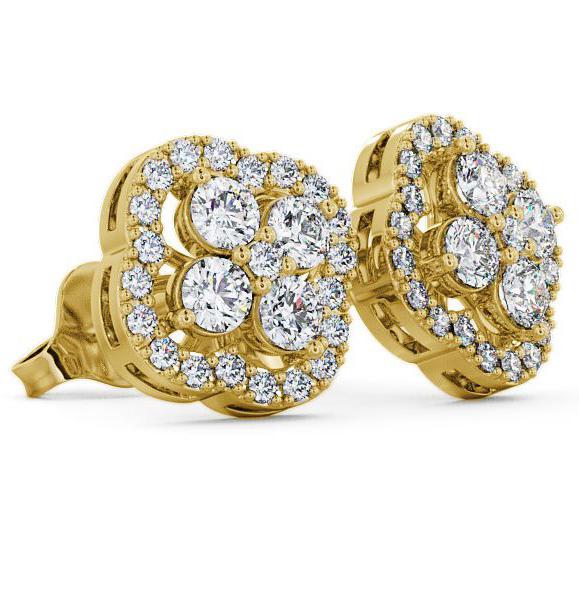 Cluster Round Diamond Clover Design Earrings 9K Yellow Gold ERG27_YG_THUMB1 