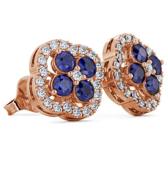 Cluster Blue Sapphire and Diamond 1.54ct Earrings 9K Rose Gold ERG27GEM_RG_BS_THUMB1 