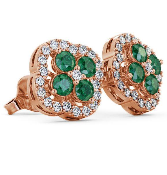 Cluster Emerald and Diamond 1.30ct Earrings 9K Rose Gold ERG27GEM_RG_EM_THUMB1 