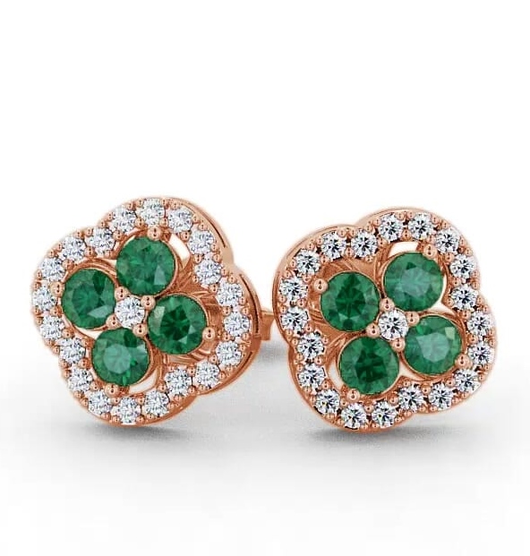 Cluster Emerald and Diamond 1.30ct Earrings 9K Rose Gold ERG27GEM_RG_EM_THUMB1