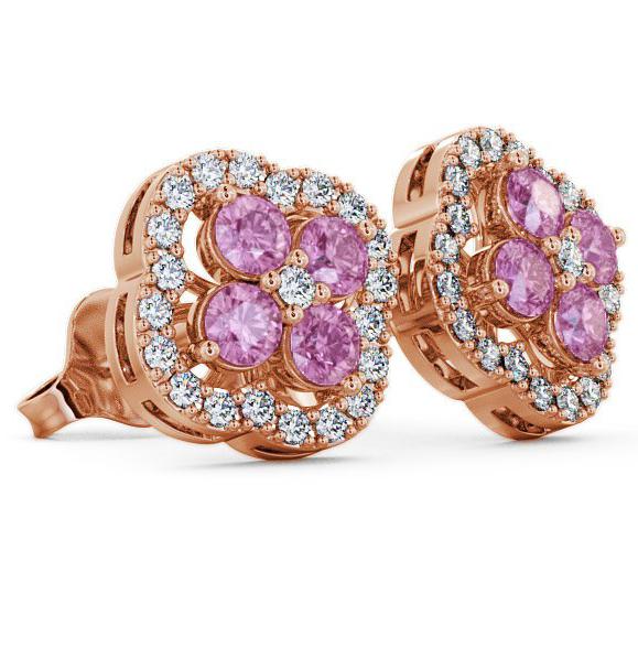 Cluster Pink Sapphire and Diamond 1.54ct Earrings 18K Rose Gold ERG27GEM_RG_PS_THUMB1 