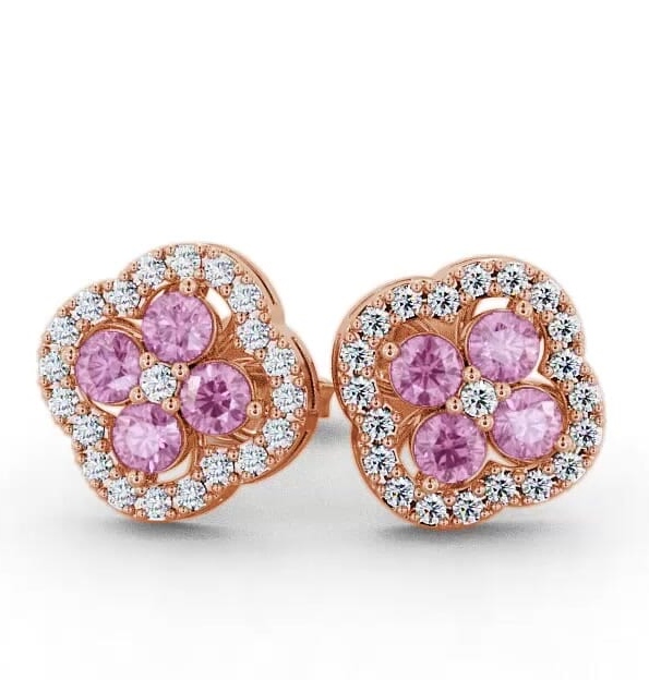 Cluster Pink Sapphire and Diamond 1.54ct Earrings 18K Rose Gold ERG27GEM_RG_PS_THUMB1