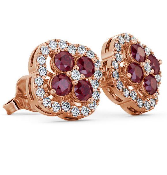 Cluster Ruby and Diamond 1.54ct Earrings 18K Rose Gold ERG27GEM_RG_RU_THUMB1 