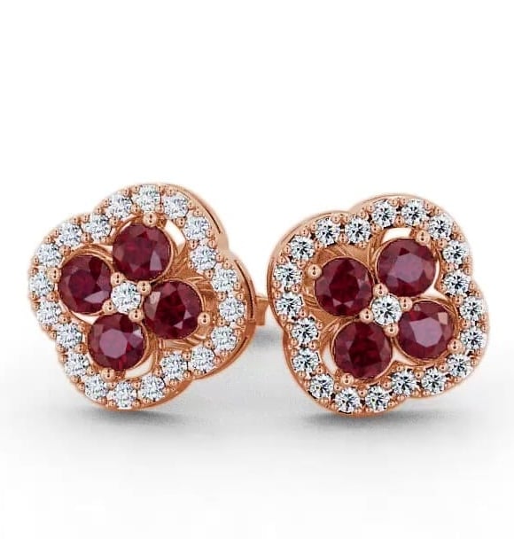 Cluster Ruby and Diamond 1.54ct Earrings 9K Rose Gold ERG27GEM_RG_RU_THUMB1